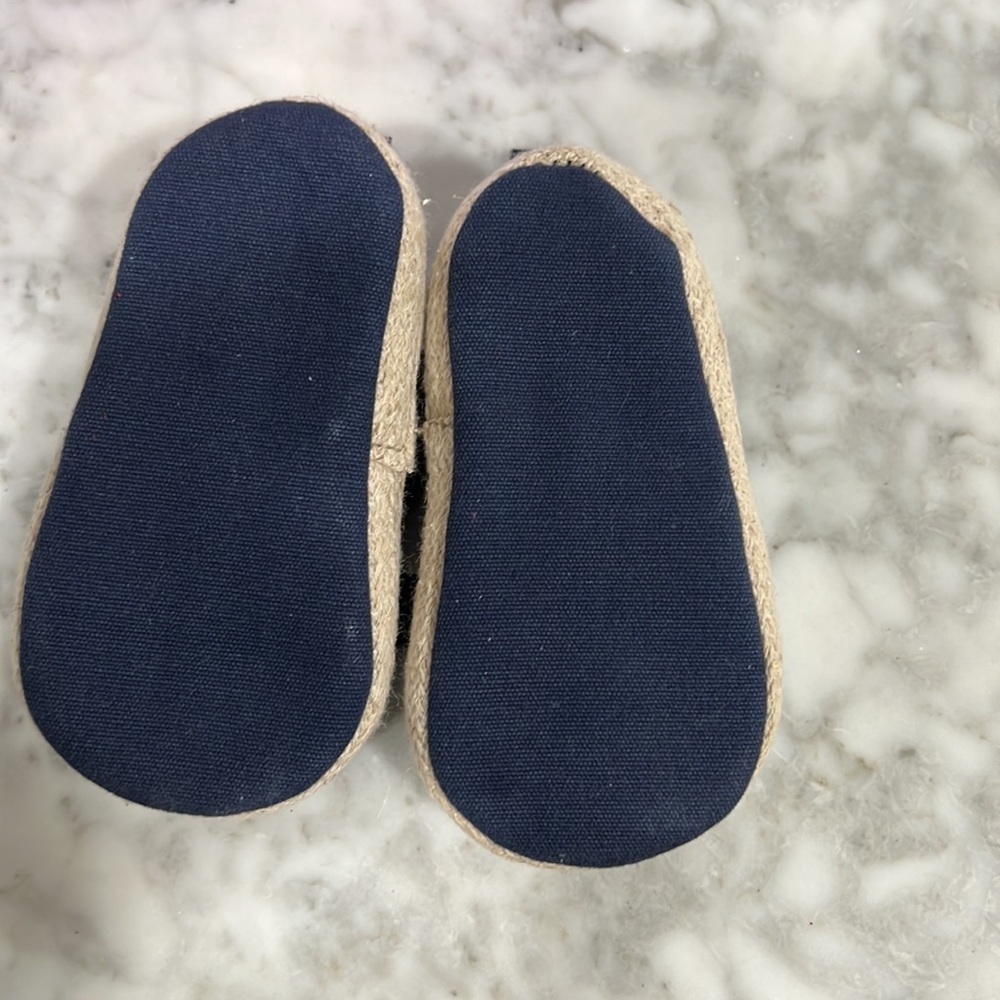 𝅺rising Star Baby Girl Espadrilles Navy Blue Gingham Bow 6-9 months - Picture 6 of 6